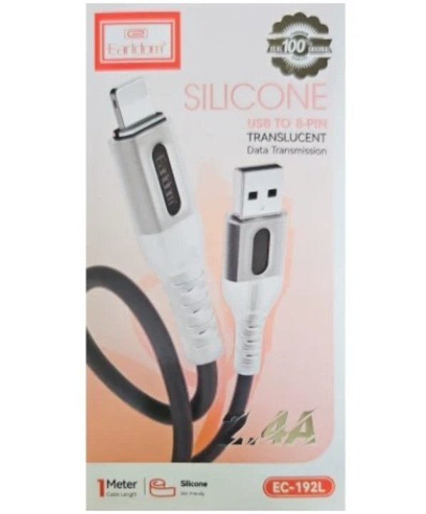 Cabo de Silicone Preto 1m/USB-Ligthning 2.4A