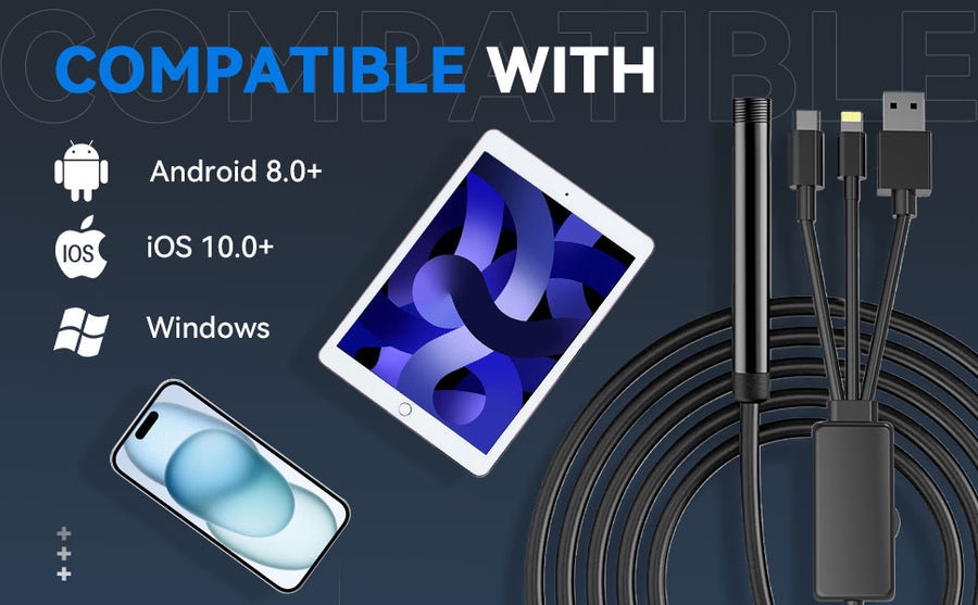 Endoscpio multiconector HD para iPhone, iPad, Android e PC